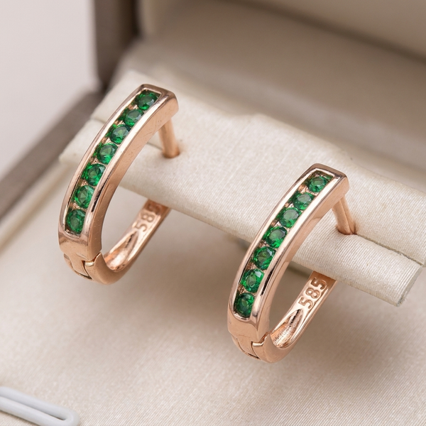 Pendientes de aro verde esmeralda · Rosado