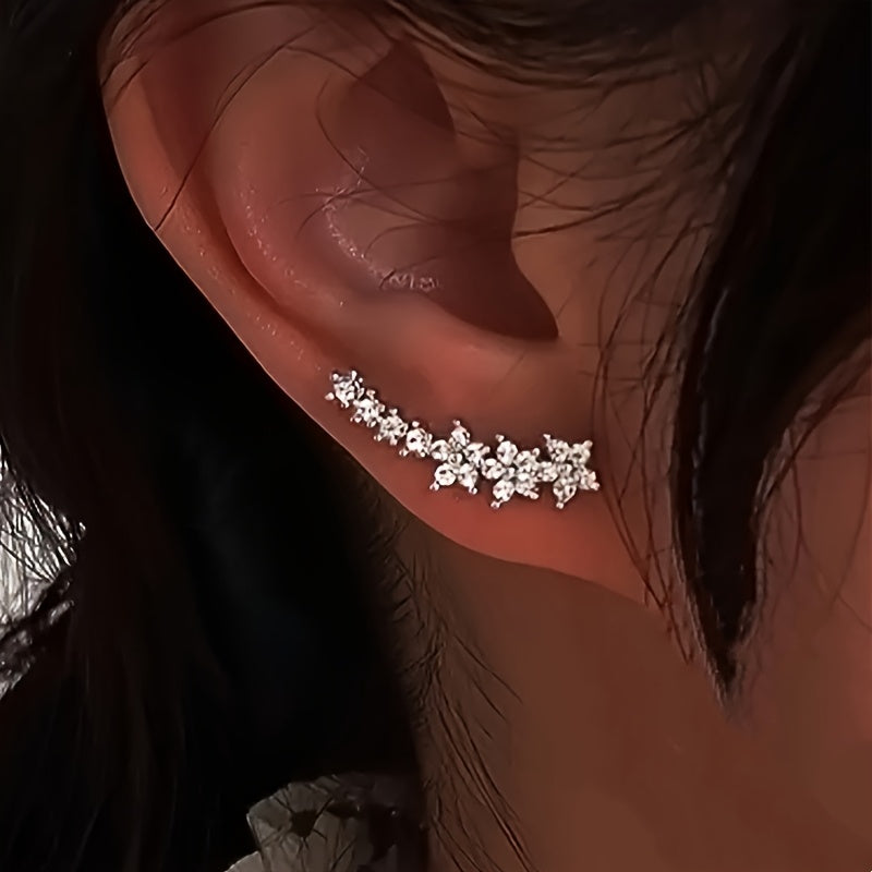 Pendientes trepadores de flores · Dorado, plateado o rosado