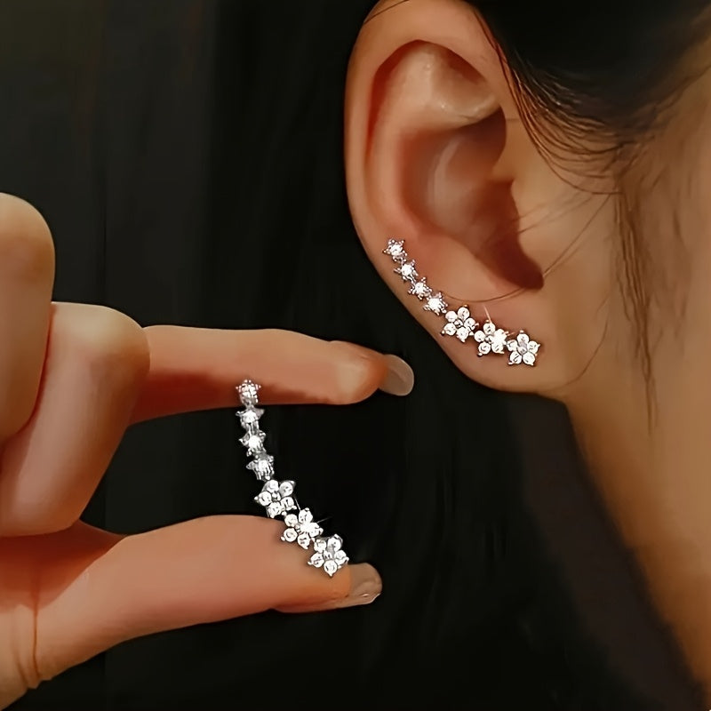 Pendientes trepadores de flores · Dorado, plateado o rosado