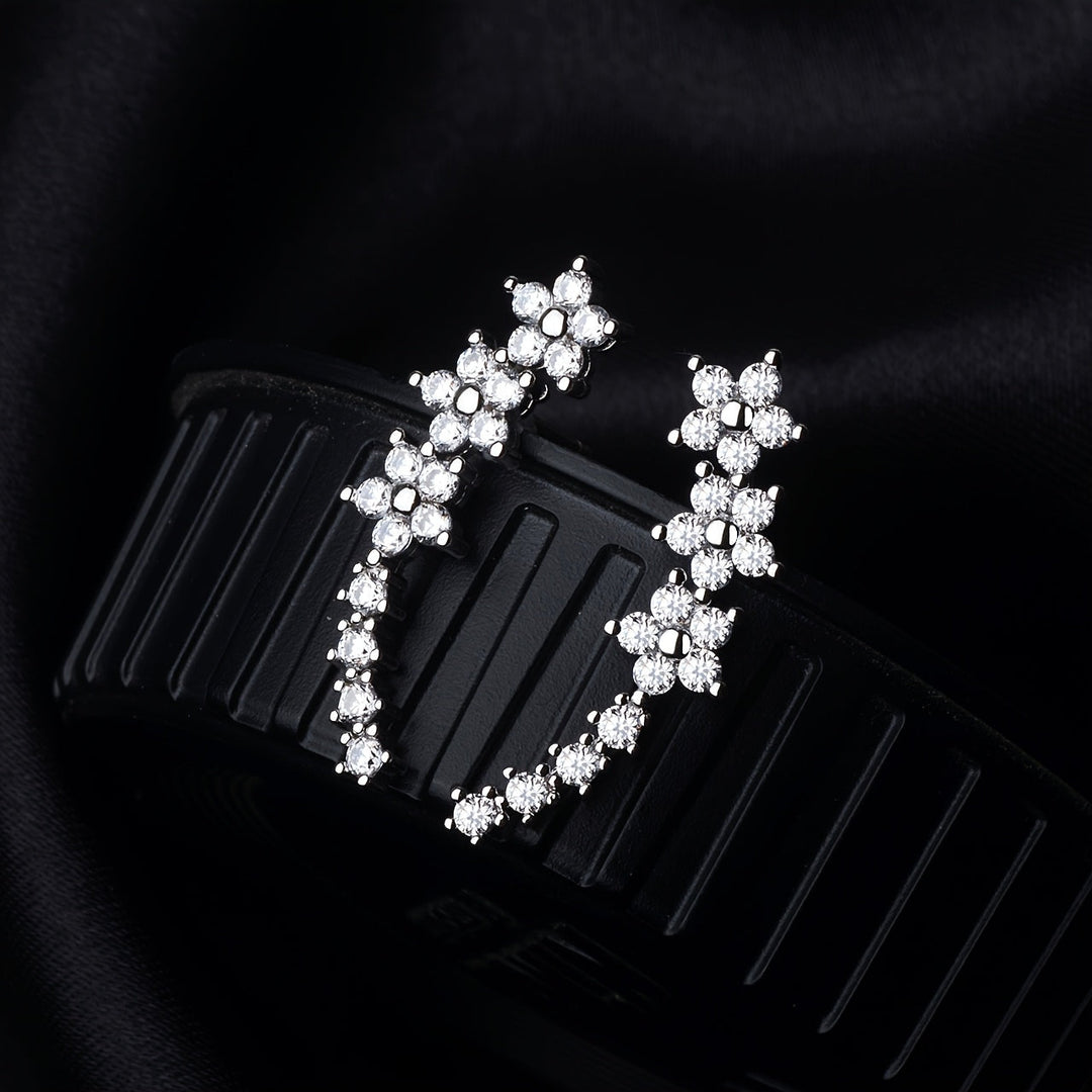 Pendientes trepadores de flores · Dorado, plateado o rosado
