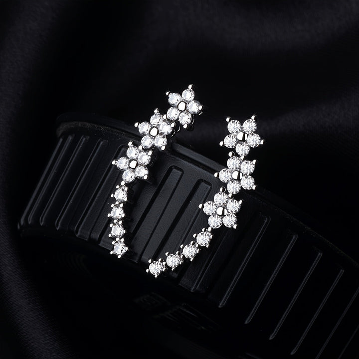 Pendientes trepadores de flores · Dorado, plateado o rosado
