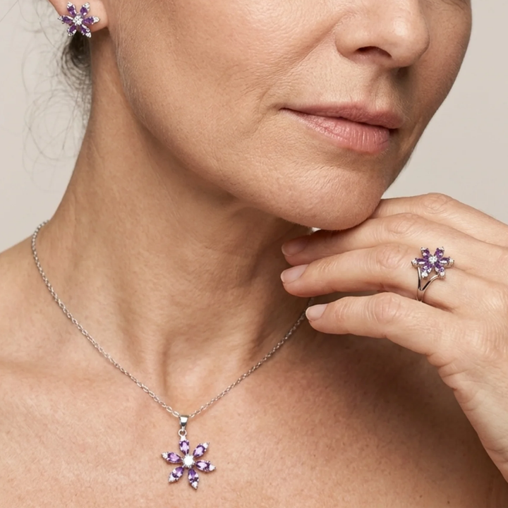 Conjunto violeta · Plateado