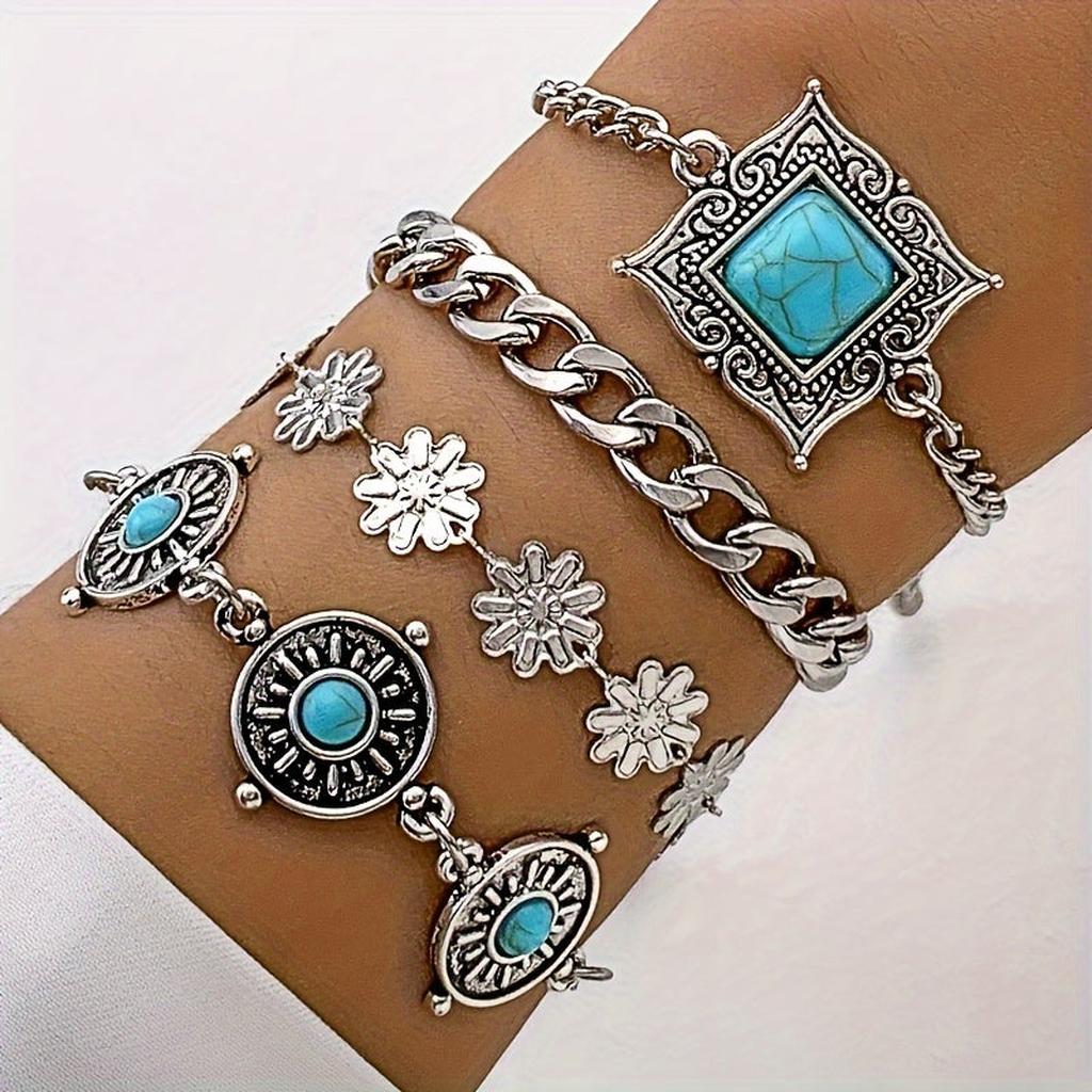 Set de pulseras con piedras de colores · Plateado