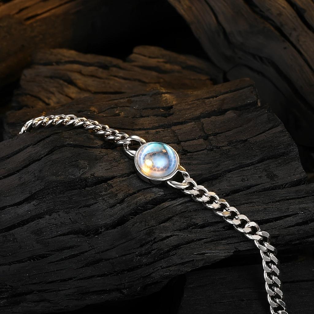 Pulsera Voz Interior con piedra iridiscente · Plateado