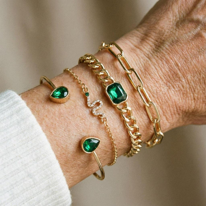 Pulsera con cristales verdes
