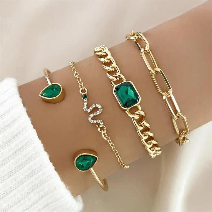 Pulsera con cristales verdes