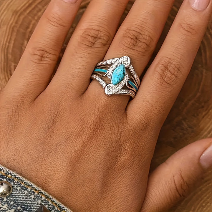 Anillo marquesa turquesa · Plateado