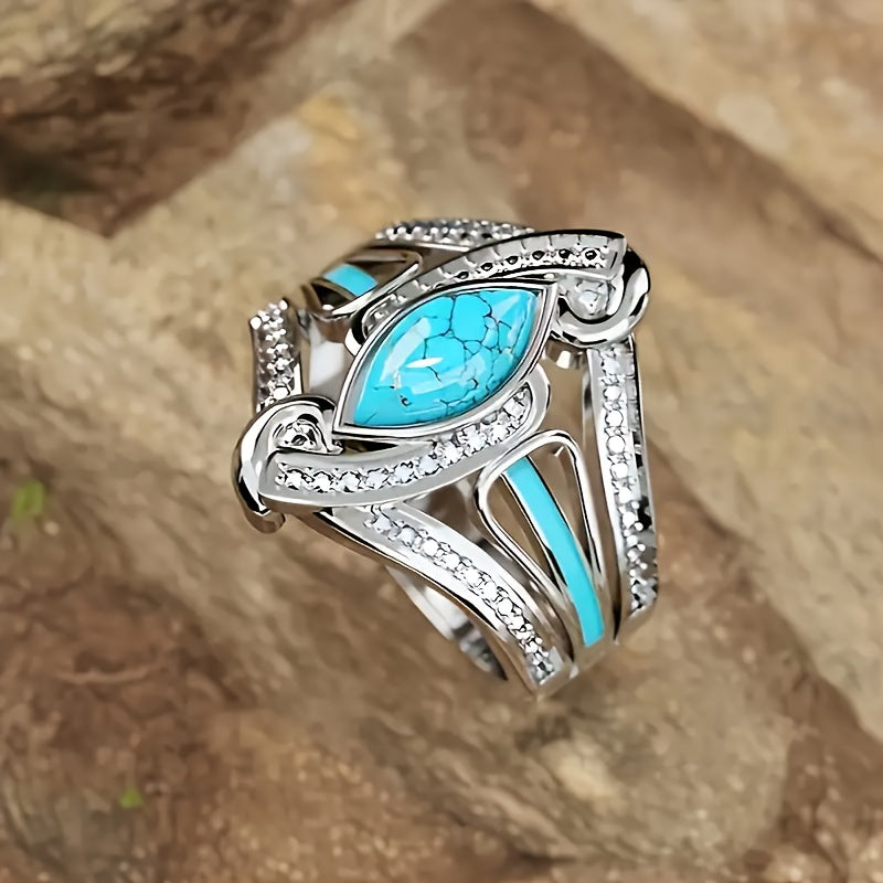 Anillo marquesa turquesa · Plateado