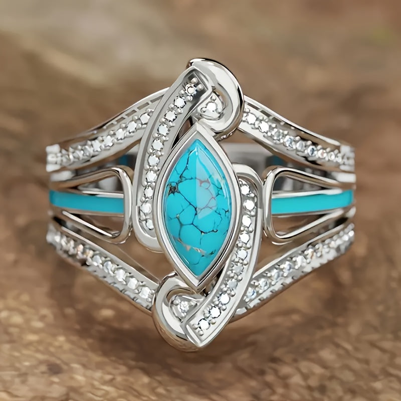 Anillo marquesa turquesa · Plateado
