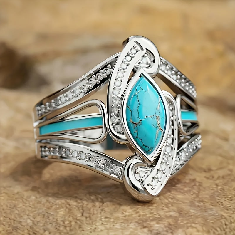 Anillo marquesa turquesa · Plateado