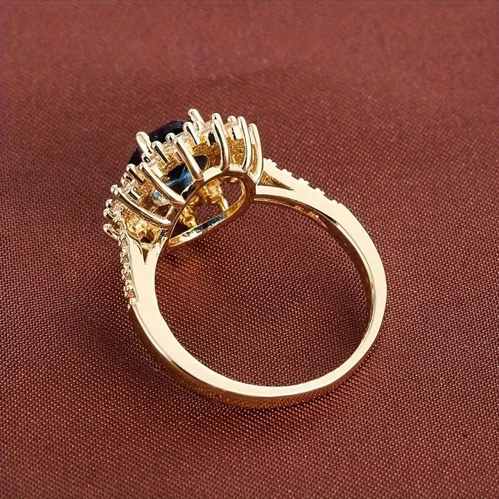 Anillo halo azul con brillos · Dorado o plateado