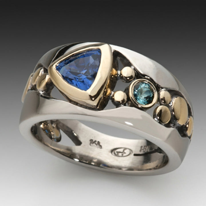 Anillo vintage azul · Bicolor