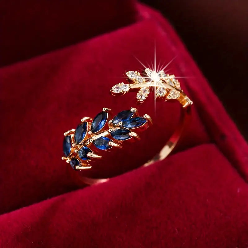 Anillo rama con brillos de color · Dorado
