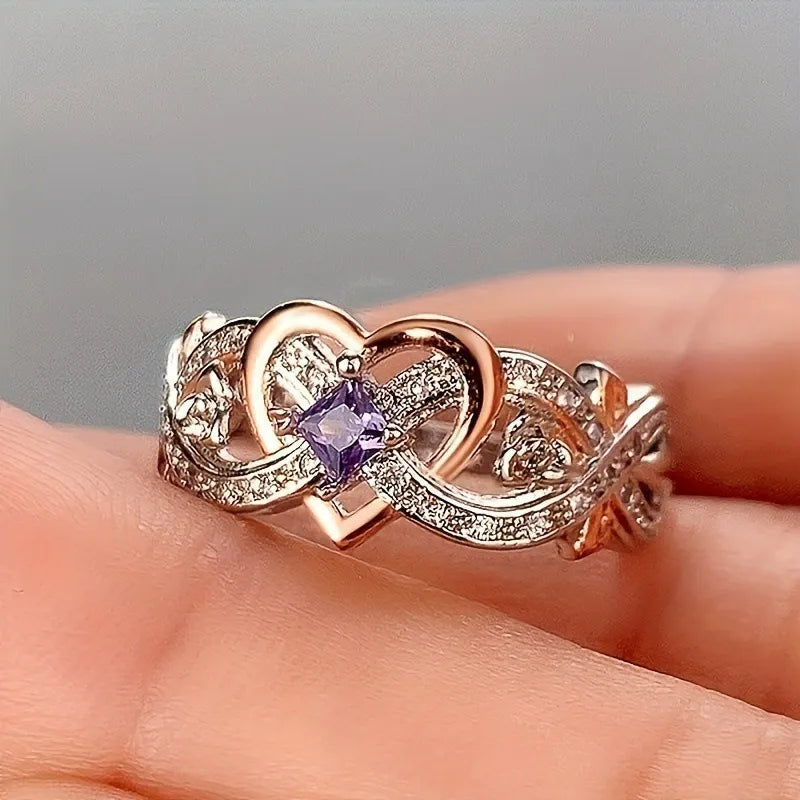 Anillo bicolor con brillos, plateado y dorado