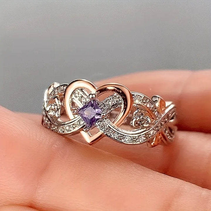 Anillo bicolor con brillos, plateado y dorado