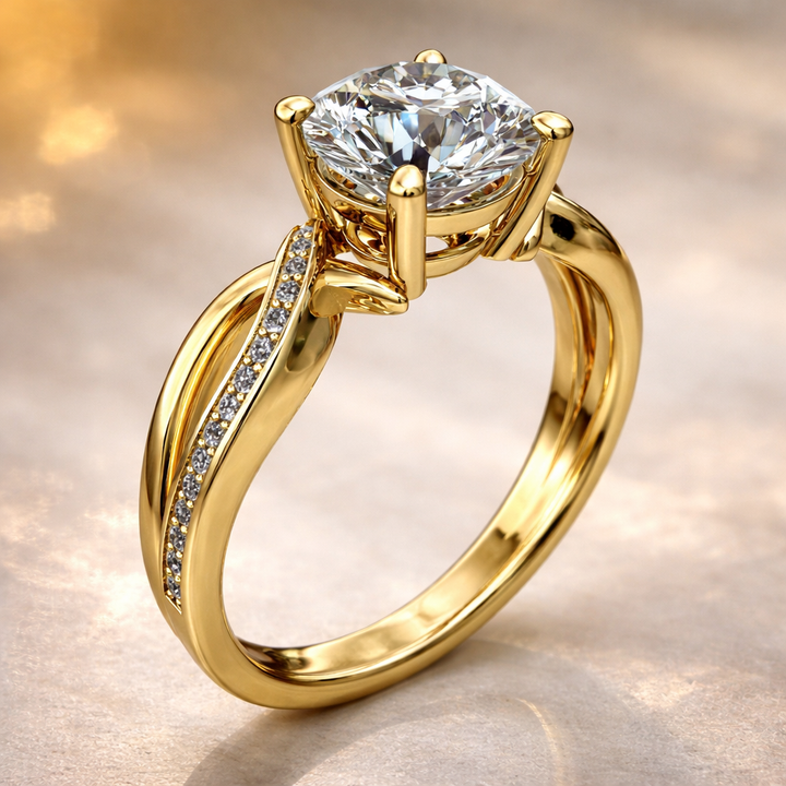 Anillo Brillo Eterno con piedra central · Dorado