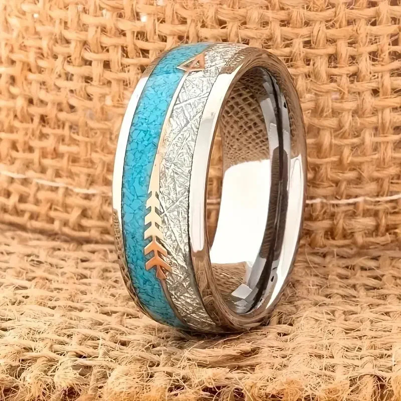 Anillo turquesa de efecto esmaltado · Plateado