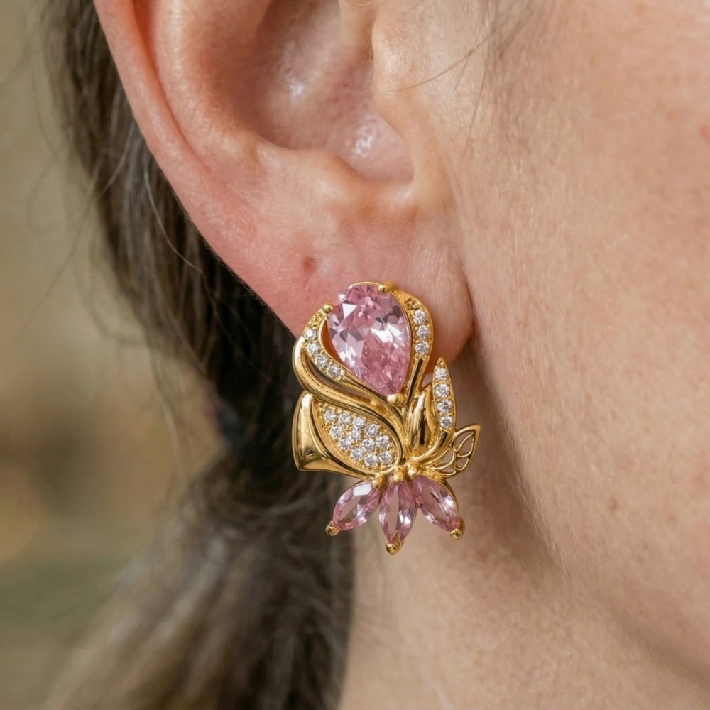 Pendientes Amorette pétalo de rosa · Dorado
