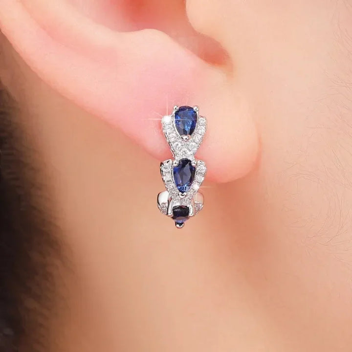 Pendientes de corona real azul zafiro · Plateado
