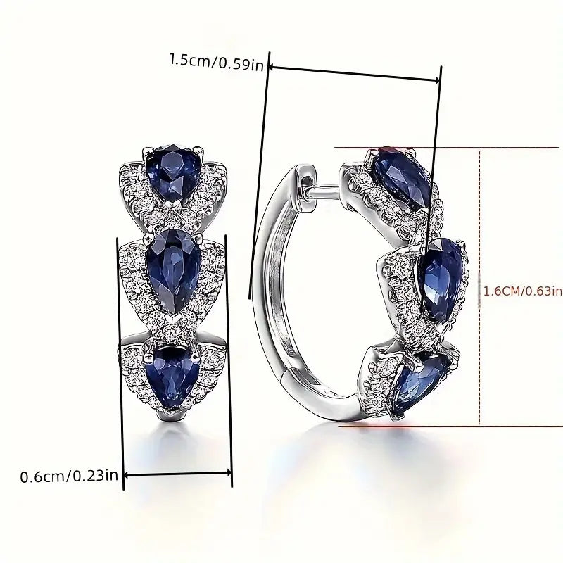 Pendientes de corona real azul zafiro · Plateado