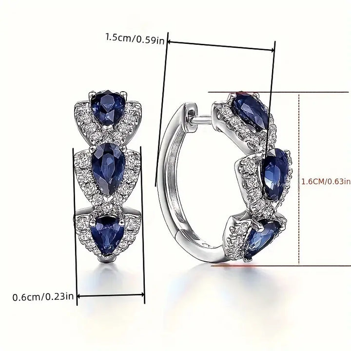 Pendientes de corona real azul zafiro · Plateado