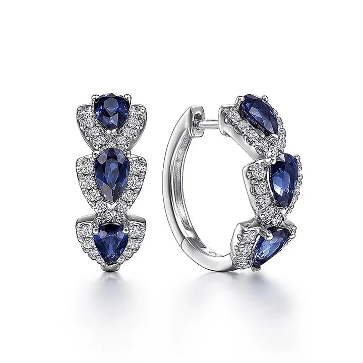 Pendientes de corona real azul zafiro · Plateado