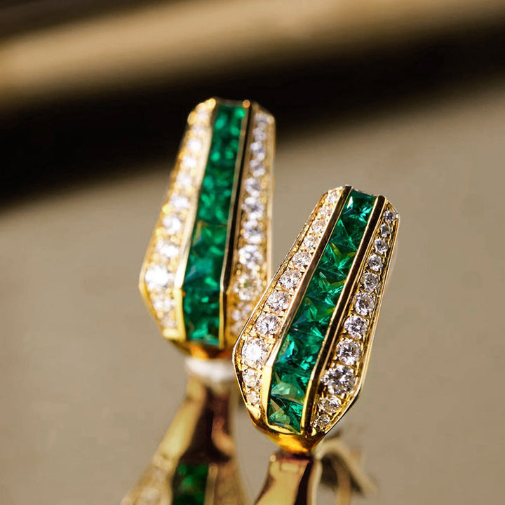 Pendientes Sienna verde esmeralda · Dorado