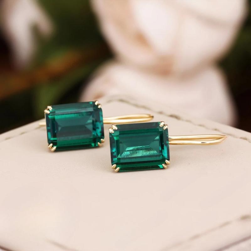 Pendientes Mila verde esmeralda · Dorado