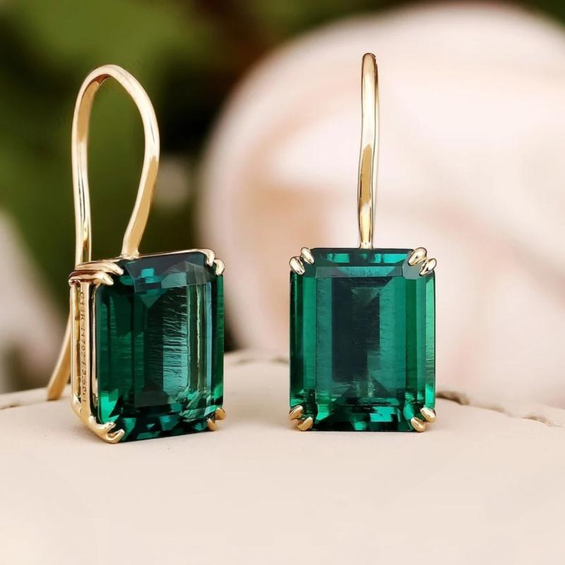 Pendientes Mila verde esmeralda · Dorado