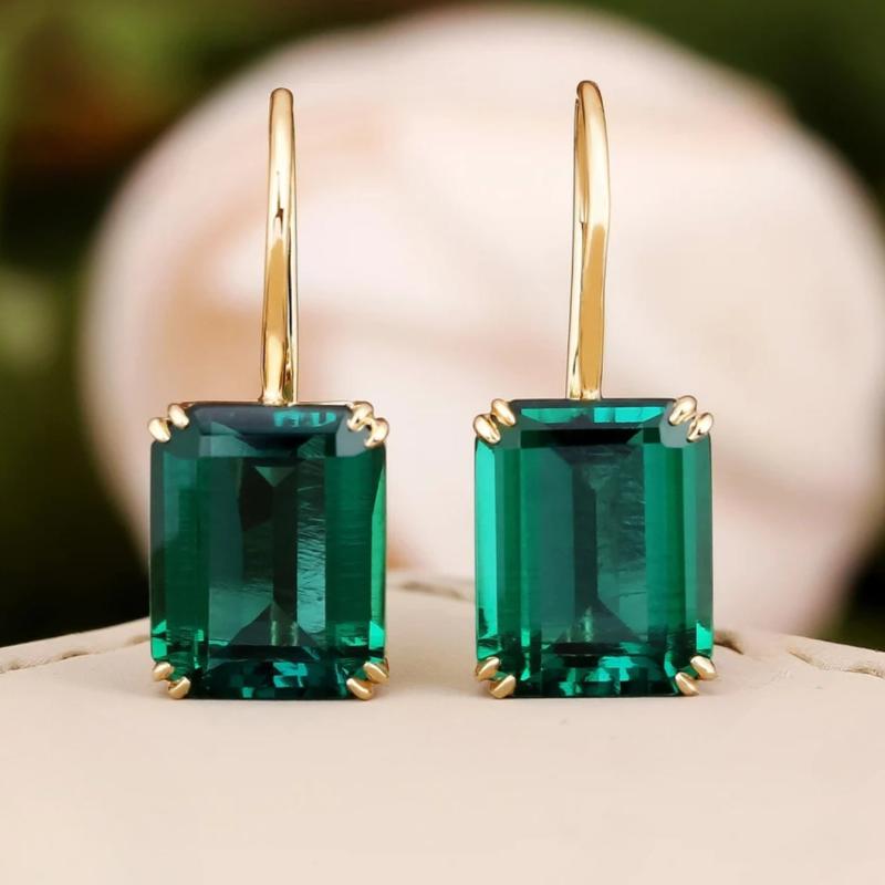 Pendientes Mila verde esmeralda · Dorado