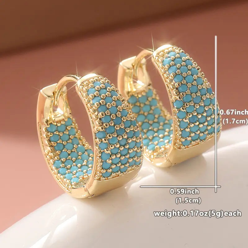Pendientes de aro con cuentas turquesa · Dorado