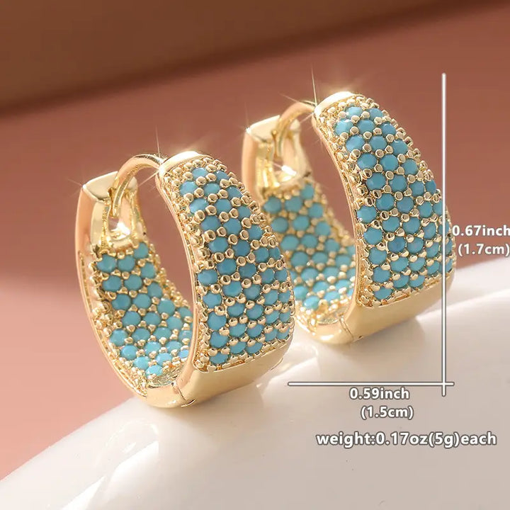 Pendientes de aro con cuentas turquesa · Dorado