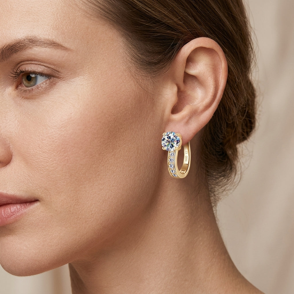 Pendientes de aro con brillo colgante