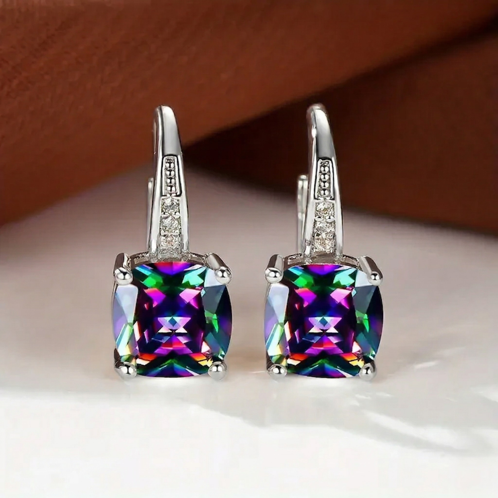 Pendientes de aro con detalle de color
