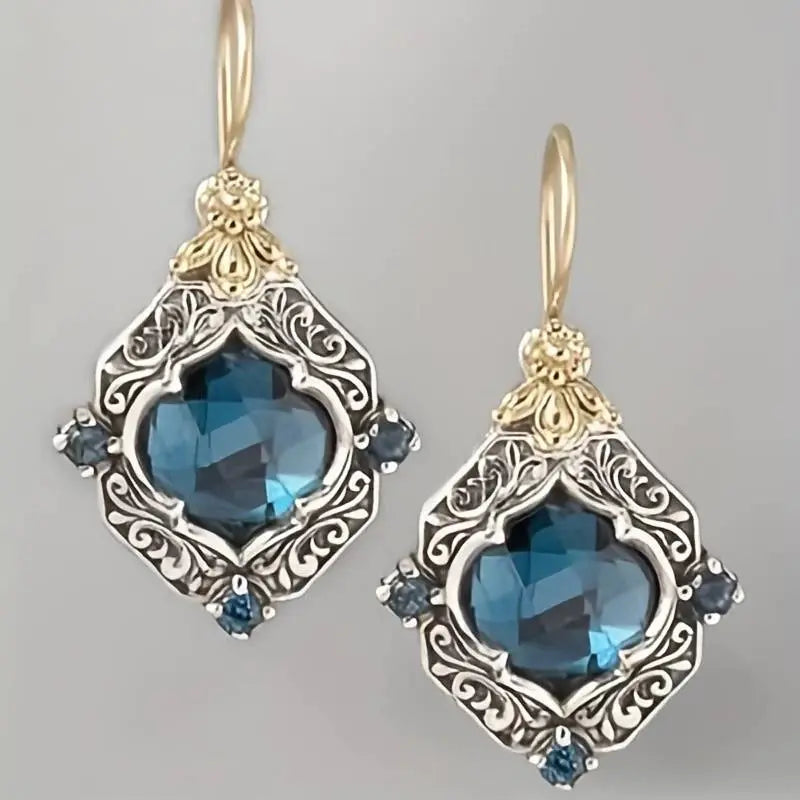 Pendientes con brillos azules · Bicolor
