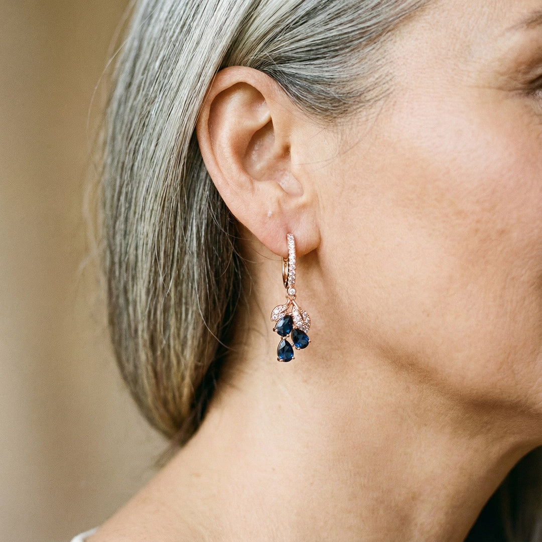 Pendientes largos azules · Rosado