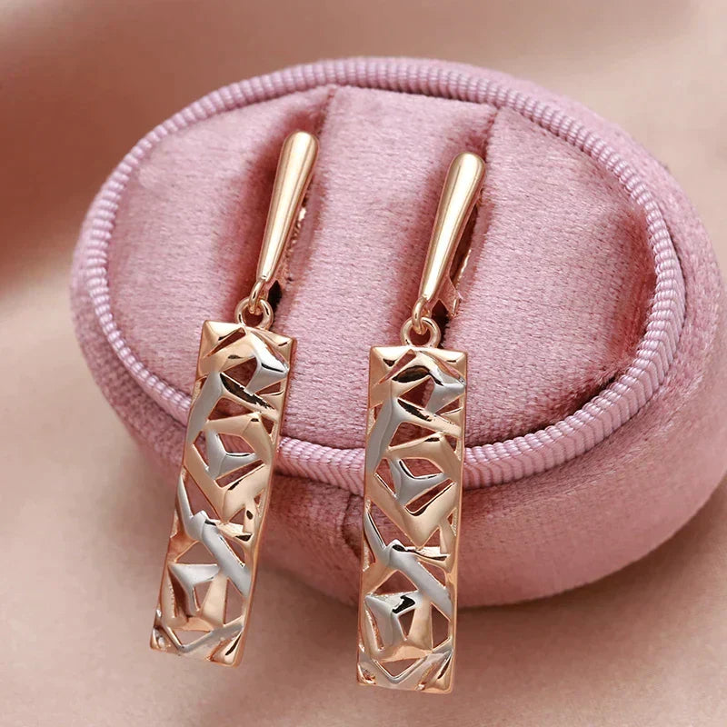 Pendientes colgantes rectangulares · Rosado