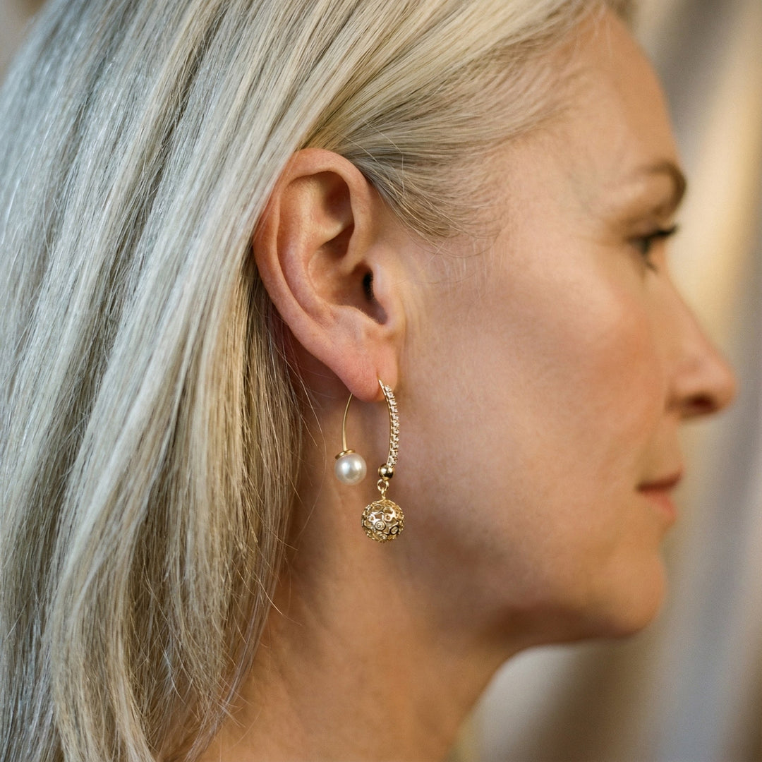 Pendientes retro con margaritas · Dorado