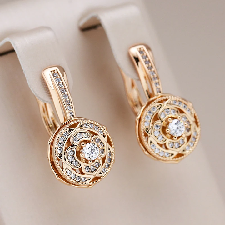 Pendientes redondos con brillos · Rosado