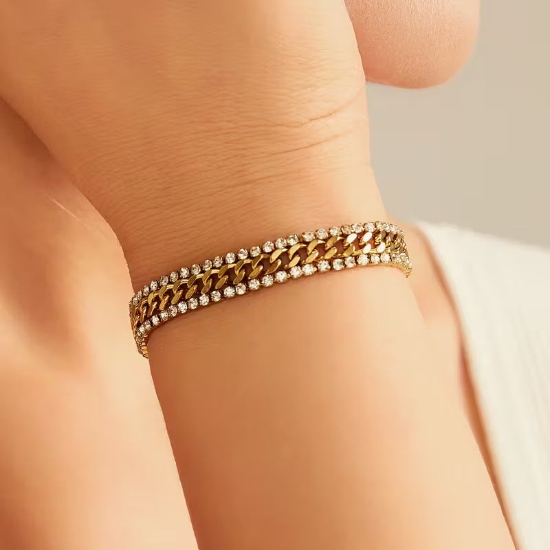 Pulsera de cadena trenzada · Dorado