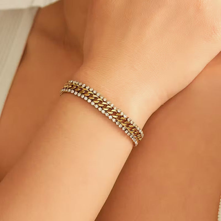 Pulsera de cadena trenzada · Dorado