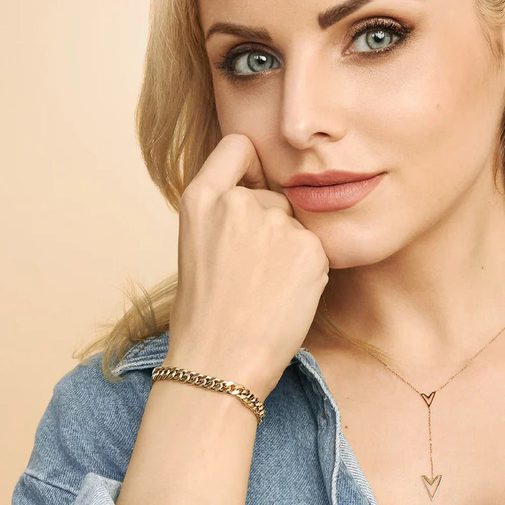 Pulsera de cadena barbada · Dorado