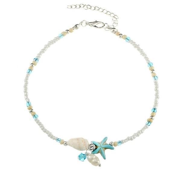 Tobillera con estrellas y concha · Dorado