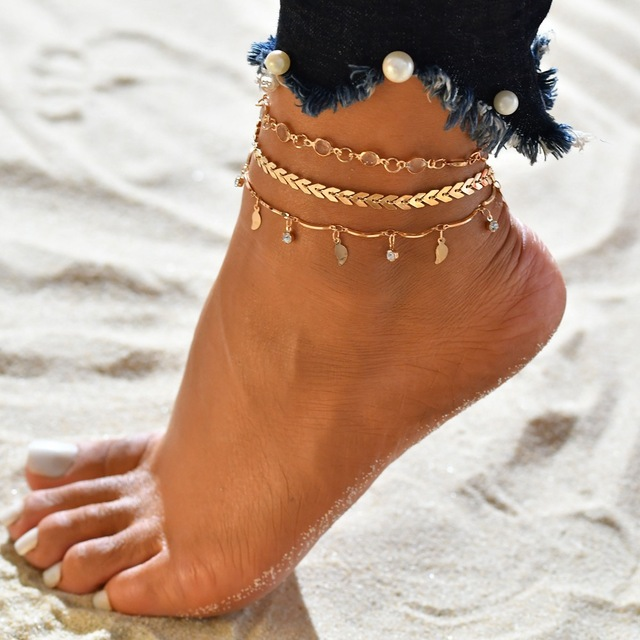 Tobillera con brillo · Dorado