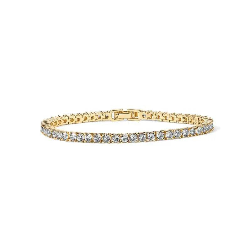 Pulsera tenis con brillos · Dorado