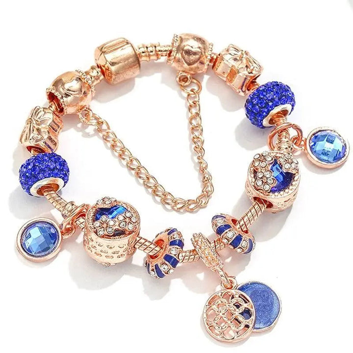 Pulsera con brillo azul · Rosado