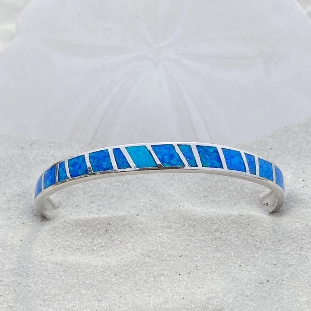 Pulsera de efecto ópalo azul · Plateado