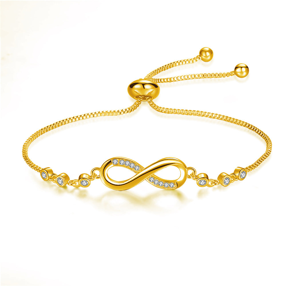 Pulsera infinito ajustable · Dorado, plateado o rosado