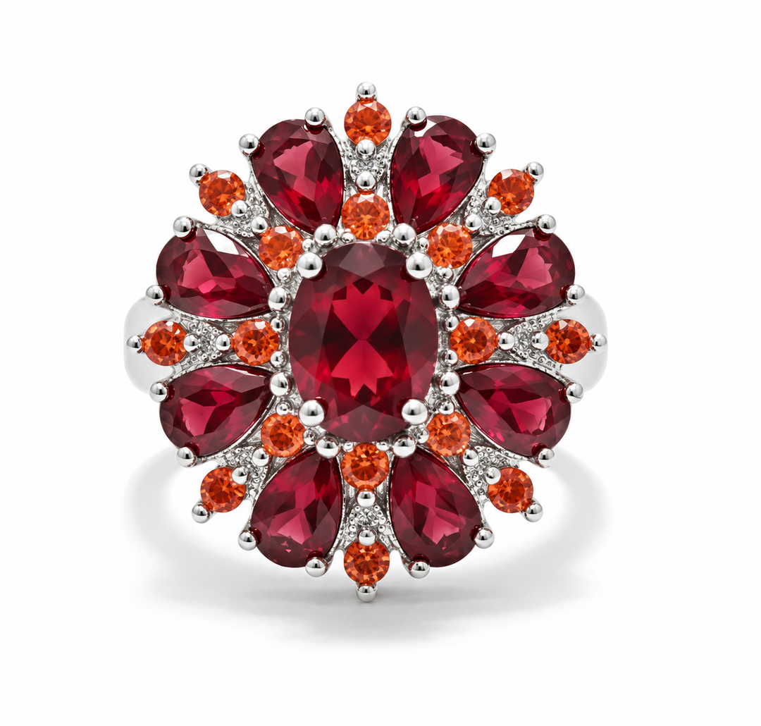 Anillo Flor escarlata · Plateado