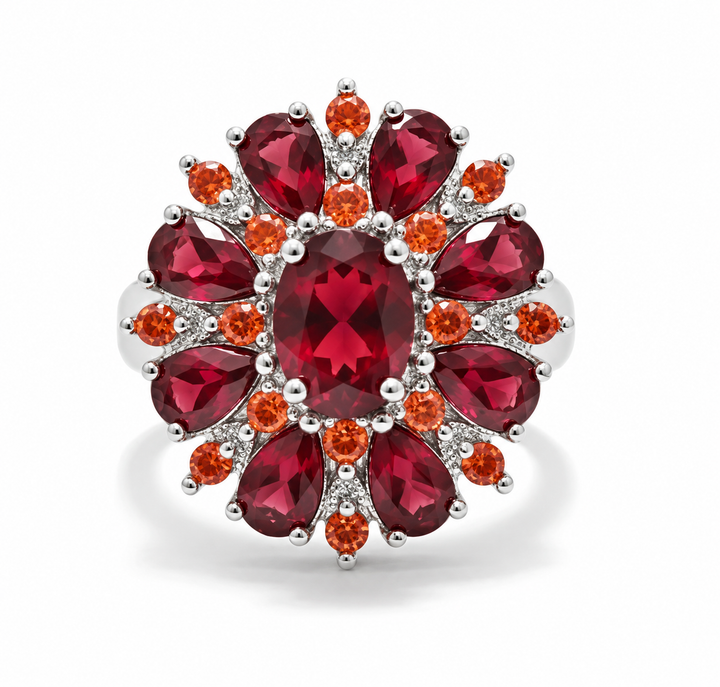Anillo Flor escarlata · Plateado
